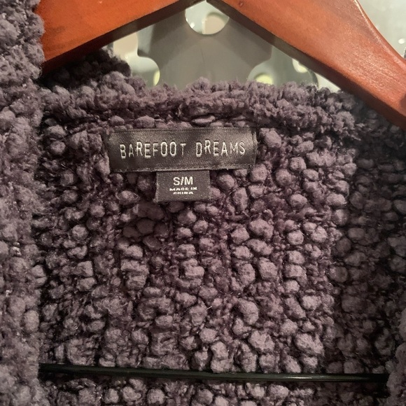 Barefoot Dreams Gray Nubby Knit Hooded Sweater Jacket with Pockets Size Small - Picture 3 of 5